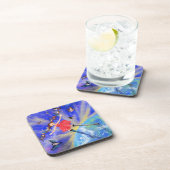 Gelukkig meisje met vogels - Geluk - Joy Bier Onderzetter (Rechterzijde)