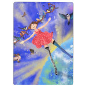 Gelukkig meisje met vogels - Geluk - Joy Klembord (Achterkant)