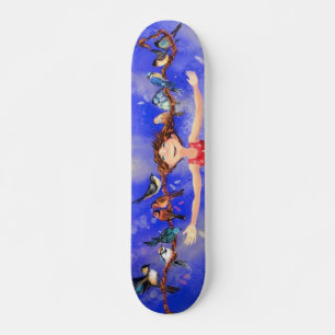 Gelukkig meisje met vogels - Geluk - Joy Persoonlijk Skateboard