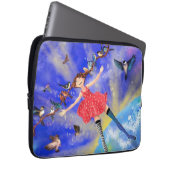 Gelukkig meisje met vogels - Geluk Laptop Sleeve (Voorkant Rechts)