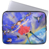 Gelukkig meisje met vogels - Geluk Laptop Sleeve (Voorkant)