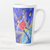 Gelukkig meisje met vogels - Geluk - Latte Mok (Rechts)