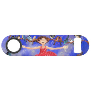 Gelukkig meisje met vogels - Geluk Speed Flessenopener