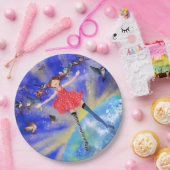 Gelukkig meisje met vogels - voeg je Afbeelding to Papieren Bordje (Feest)