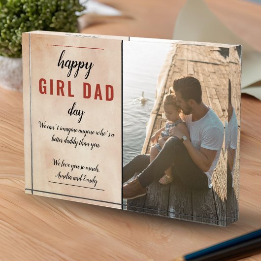 Gelukkig Meisje Pap Waterverf Vaderdag Fotoblokken