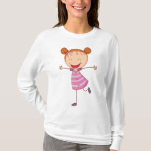Gelukkig Meisje Stick Figure Vlecht Oranje Haar T-shirt