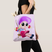 Gelukkig Meisje Swinging Canvas tas (Dichtbij)