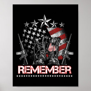 Gelukkig Memorial Day T-shirt Vlag Militaire Laarz Poster