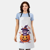 Gelukkig Meow-a-ween - Knuffel Kat Heks Pompoen - Schort (Gedragen)