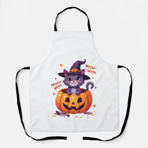 Gelukkig Meow-a-ween - Knuffel Kat Heks Pompoen - Schort