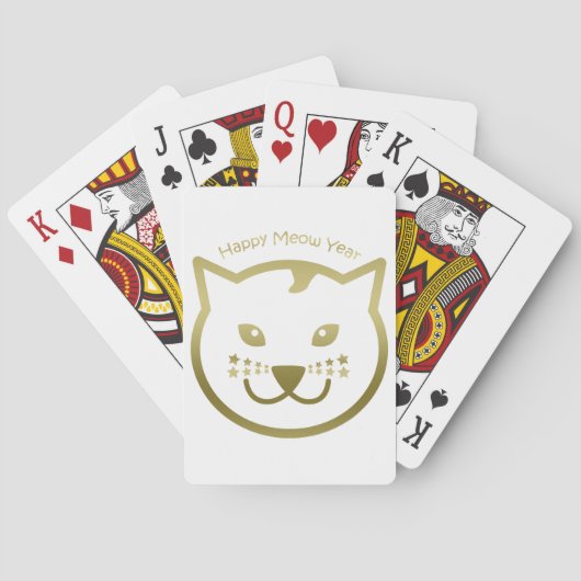 Gelukkig Meow Jaar - Aangepaste achtergrondkleur Pokerkaarten (Achterkant)
