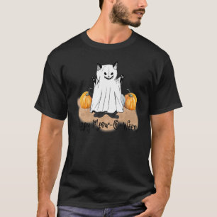Gelukkig Meow O Ween Eng Schattig Griezelen Kat Ha T-shirt