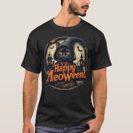 Gelukkig Meoween Griezeldier Kat Halloween T-Shirt