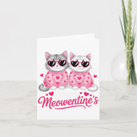 Gelukkig Meowentine's Lief Cute Romantische Katten Kaart (Voorkant)