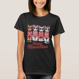 Gelukkig Meowentines Mooie Katten Valentijnsdag T- T-shirt