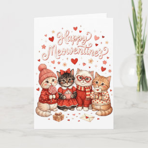 Gelukkig Meowentines Schattig Valentijnsdag Kat Li Kaart