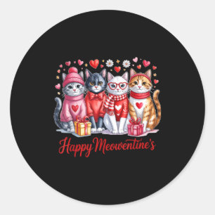 Gelukkig Meowentines Schattig Valentijnsdag Katten Ronde Sticker