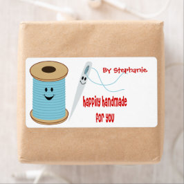 Gelukkig met de hand vervaardigd naaietiket etiket