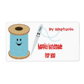 Gelukkig met de hand vervaardigd naaietiket etiket (Voorkant)