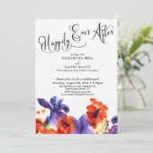 Gelukkig met de Rode Klaprozen Paarse Iris Kaart (Staand voorkant)