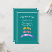 Gelukkig met je pensioen Gefeliciteerd Je hebt het Kaart (Voorkant / Achterkant in situ)