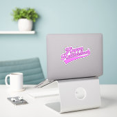 Gelukkig Met Je Pensioen Sticker (Laptop op bureau)