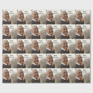 Gelukkig met je pensioen voeg naam foto jaren dien cadeaupapier