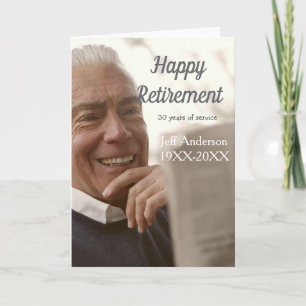Gelukkig met je pensioen voeg naam foto jaren dien kaart