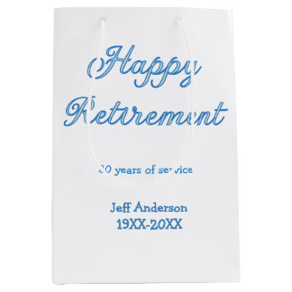 Gelukkig met pensioen blauwe dienstjaren naam past medium cadeauzakje