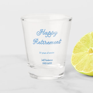 Gelukkig met pensioen blauwe dienstjaren naam past shot glas
