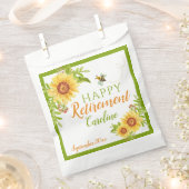 Gelukkig met pensioen Bloemige Zonnebloem Bedankzakje (Geknipt)