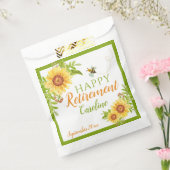 Gelukkig met pensioen Bloemige Zonnebloem Bedankzakje (Gezegeld)