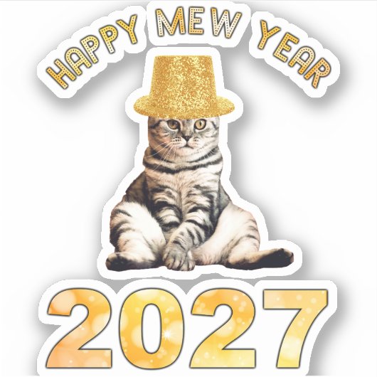 Gelukkig Mew Jaar 2027 Sticker (Voorkant)