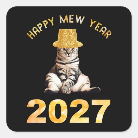 Gelukkig Mew Jaar 2027 Vierkante Sticker (Voorkant)