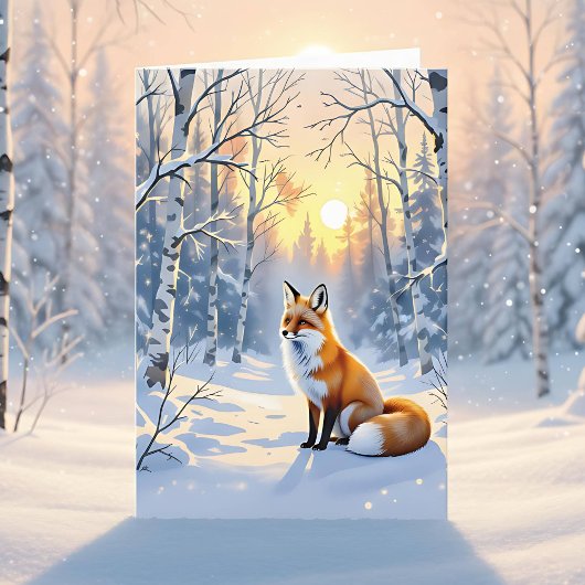 Gelukkig midwinter | Vos in de sneeuw Kaart