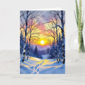 Gelukkig midwinter | Zonsondergang in de schemerin Kaart (Voorkant)