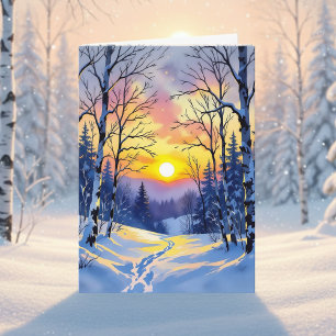 Gelukkig midwinter   Zonsondergang in de schemerin Kaart