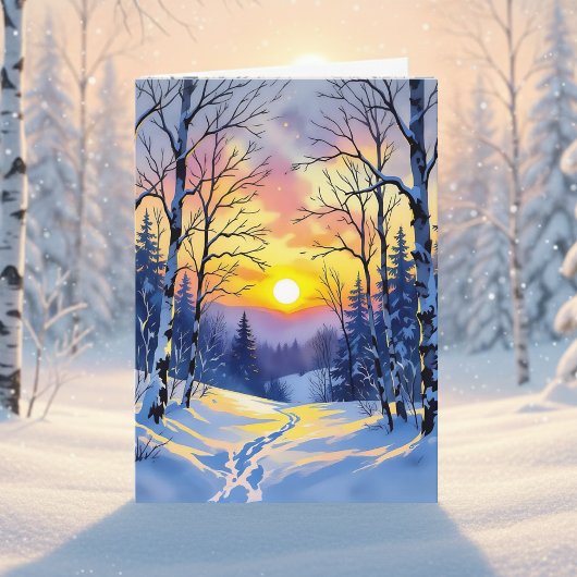 Gelukkig midwinter | Zonsondergang in de schemerin Kaart