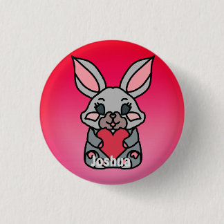 Gelukkig Minimalistische Konijn met een Hart | Lie Ronde Button 3,2 Cm