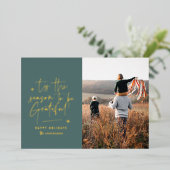 Gelukkig modern, minimaal elegant blauwgroen folie feestdagenkaart (Staand Voorkant)