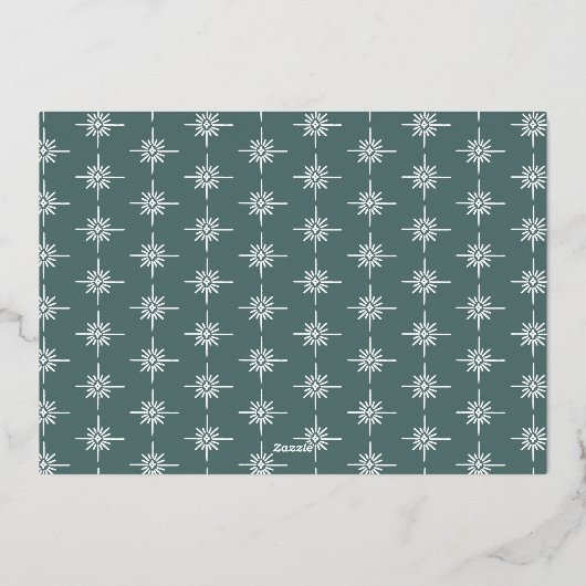 Gelukkig modern, minimaal elegant blauwgroen folie feestdagenkaart (Achterkant)