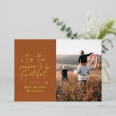 Gelukkig modern, minimaal elegant script voor folie feestdagenkaart (Staand Voorkant)