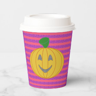 Gelukkig moderne grote oranje pompoen Halloween Papieren Bekers