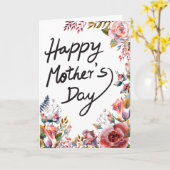 Gelukkig Moeder waterverf bloemig elegant 1 foto  Kaart (Gele Bloem)