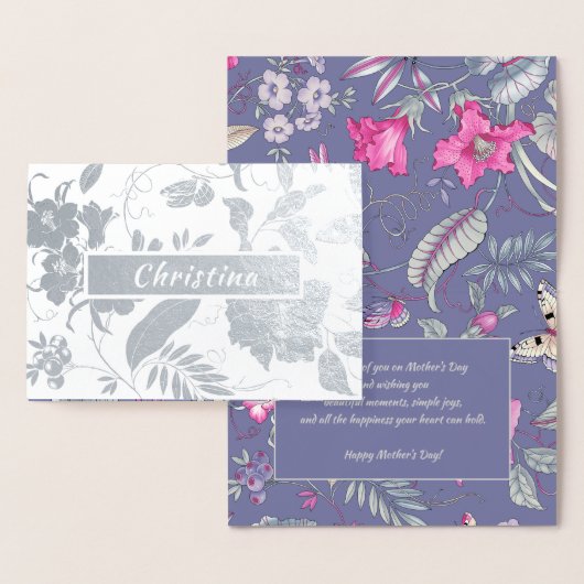 Gelukkig Moederdag. Aangepaste naam Luxe Folie Kaarten (Display)