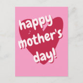 Gelukkig Moederdag! Big Pink Heart Briefkaart (Voorkant)