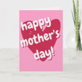 Gelukkig Moederdag! Big Pink Heart Kaart (Voorkant)