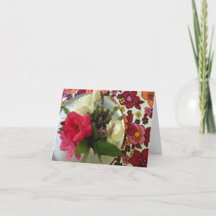 Gelukkig Moederdag: Bloemen & Vintage Stof Kaart
