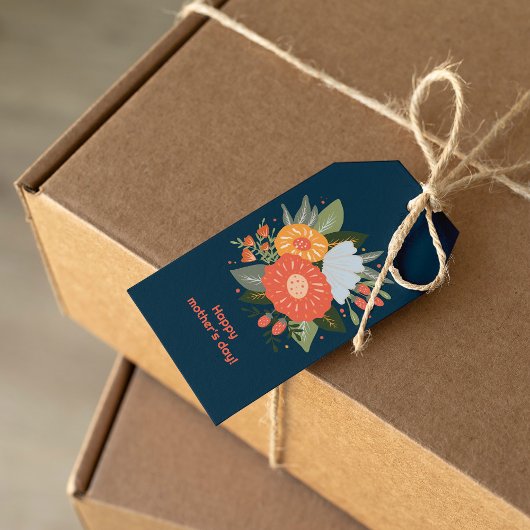 Gelukkig moederdag bloemenboeket cadeaulabel