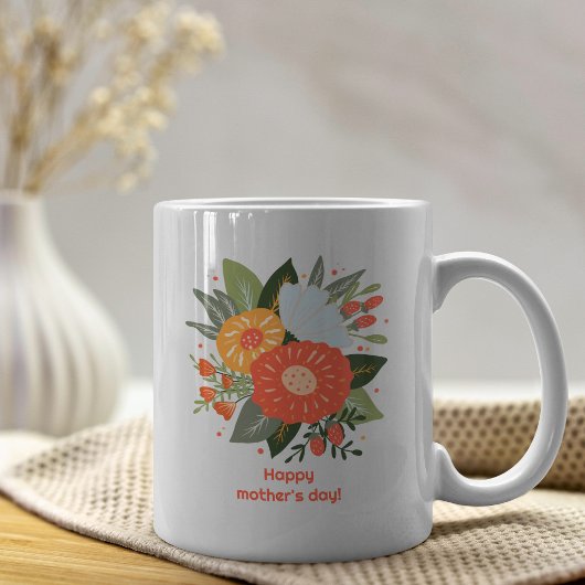 Gelukkig moederdag bloemenboeket koffiemok